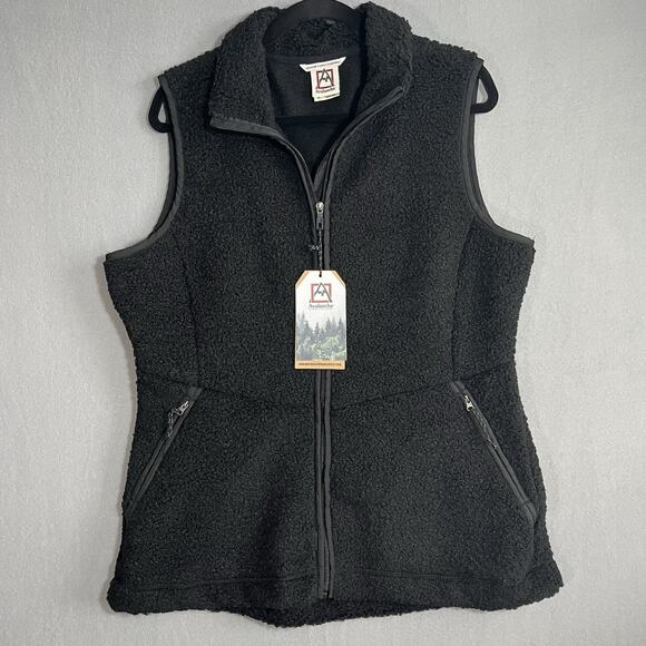 Avalanche Jackets & Blazers - Avalanche Sherpa Deep Pile Black Fleece Vest Full Zip‎ Womens XL NWT Fuzzy Warm